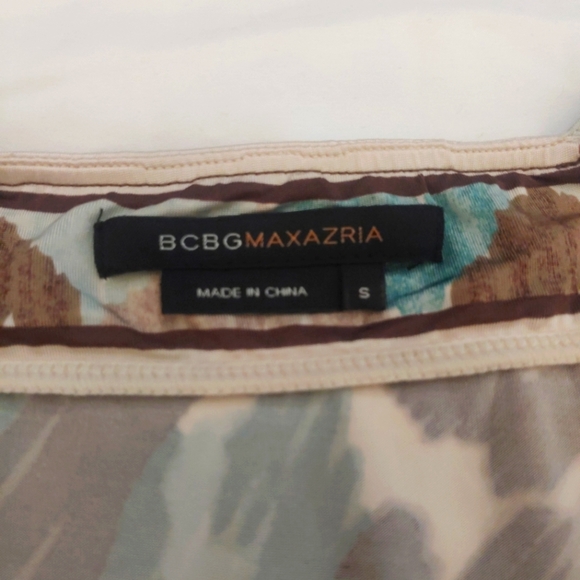 Rare BCBG Maxazria Brown/Teal Print Keyhole Halter Top Women's Size Small - Picture 5 of 8